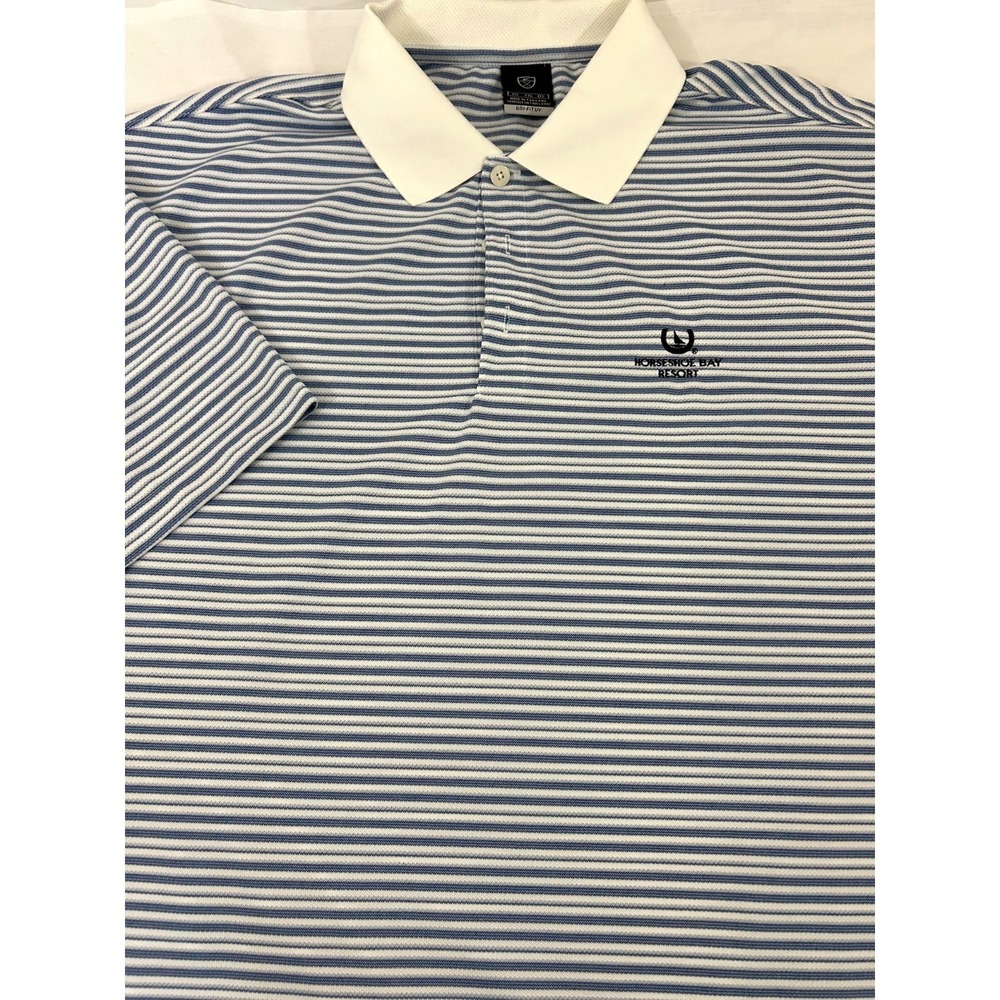 Nike Dri-Fit Golf Blue White Stripe Horeshoe Bay Resort Golf Course Shirt Sz XXL